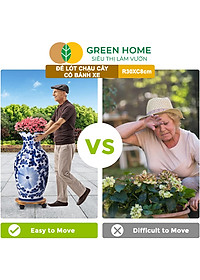 Đế Lót Chậu Cây Greenhome, R30xc8cm, Bằng Gỗ Có Bánh Xe, Thân Thiện Môi Trường, Tiện Lợi, Di Chuyển Chậu Nặng Dễ Dàng