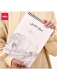 Sổ phác thảo 100gsm 40 trang lò xo kép nhiều kích cỡ Deli - Sketchnote - 1 quyển - 73627 / 73628 / 73633