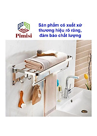 Giá Treo Khăn Tắm Inox 304 Pimisi Có Móc Áo Quần, Với Vắt Khăn Giàn Gấp Gọn Đa Năng Và Thanh Đơn Treo Khăn Mặt Kèm Đinh Ốc Vít Nở Gắn Tường Bằng Khoan Trong Nhà Vệ Sinh | Hàng Chính Hãng
