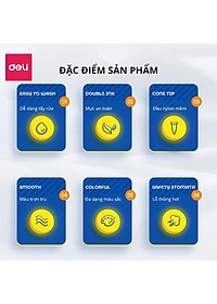 Bút Brush Bút Dạ Màu Marker Chuyên Viết Calligraphy Đầu Mềm Dành Cho Học Sinh Mĩ Thuật Hội Hoạ Deli - Tô Vẽ Truyện Tranh Manga Anime - HM555