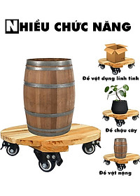 Đế Kê Chậu Cây Có Bánh Xe ANKAN, R30cm Làm Giá Đỡ Kệ Hoa Cây Cảnh, Màu Vàng Nắng, Chịu Tải 150Kg