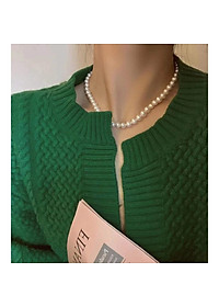 N389 vòng cổ hạt Trai, dây chuyền hạt bẹt choker 40cm hạt nhiều kích cỡ nhiều kiểu dáng sang trọng cho nữ