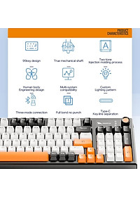 Bàn Phím Cơ Gaming không dây MK95 Bluetooth + USB + Cáp Pin sạc TypeC Hotswap cho máy tính laptop điện thoại hàng nhập khẩu