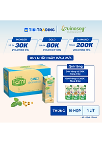 Thùng 10 Hộp Sữa đậu nành Vinasoy Fami Canxi (1 lít/Hộp)
