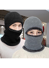 Mũ len trùm đầu ninja lót lông che kín cổ gáy ấm áp mùa đông thích hợp nam và nữ