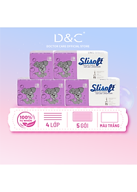 Combo 5 Giấy ăn Slisoft Trắng tự nhiên đa năng,khăn giấy rút không chất tẩy trắng an toàn cho cả gia đình