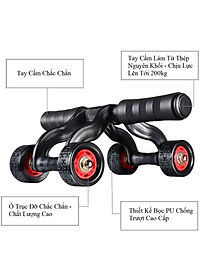 Con Lăn Tập Cợ Bụng 4 Bánh Thương Hiệu PaKaSa Được Tặng Kèm Thảm Lót ( Kích Thước 33 x 25 x 12 cm )- Hàng Chính Hãng