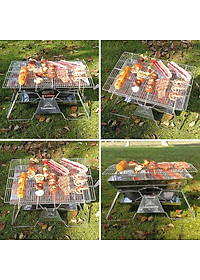 Bếp Nướng Than Ngoài Trời Campingmoon Đồ Cắm Trại Du Lịch Dã Ngoại Bếp Than Xếp Gọn Inox Campout A014