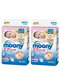 Combo 2 Gói Tã dán sơ sinh Moony Newborn 90 (90 miếng)