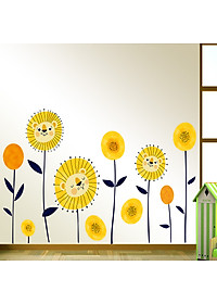 Decal dán tường hoa mặt trời hoạt hình ZOOYOO XH-9292