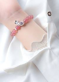 Vòng tay đá thạch anh dâu charm hoa 5 cánh mệnh hỏa, thổ - Ngọc Quý Gemstones