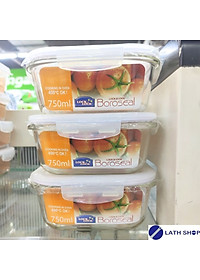 Bộ 3 hộp bảo quản thủy tinh hình vuông Lock&Lock LLG224S3 750ml (Trong suốt)