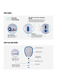 Vợt Muỗi Thông Minh Rạng Đông RD.02 2 Trong 1 Tích Hợp Đèn Pin và Vợt Bắt Muỗi - Hàng Chính Hãng