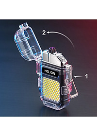 Vỏ Hột Quẹt Hojon F33 Plasma 2 Tia Sạc USB Kiêm Đèn Pin Siêu Sáng Chống Nước Cực Tốt - Nhiều Màu