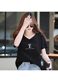 Áo thun nữ MXM form rộng cổ tim in chữ Love Vacation thun 4 chiều từ 45-60kg ( ANU010 )