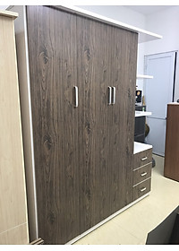 Tủ áo kèm kệ trang trí 1m6 x 1m8 x 0,5 m (nâu gỗ)
