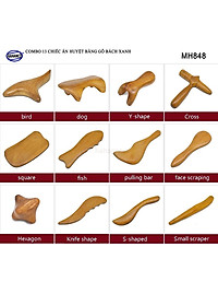 COMBO bộ 13 Dụng Cụ day ấn Huyệt Mát xa toàn thân kiểu Thái bằng gỗ Bách Xanh (MH848) Chăm sóc sức khỏe