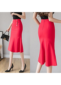 Chân váy đuôi cá dáng midi, Lưng cao, Ôm body, Độ dài 60cm phong cách công sở thanh lịch vải co giãn 4 chiều New Design CV015A