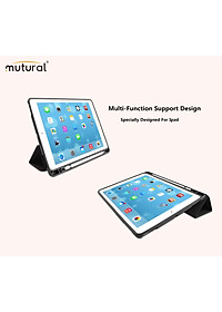 Bao da iPad pro 11 inh 2018 hiệu Mutural có khay để bút_ Màu đen_ hàng nhập khẩu