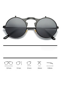 Kính Mát 2 Lớp Mở Nắp Mắt Tròn Nhỏ Gọng Kim Loại Chống Nắng Uv Cao Cấp - Nhiều Màu Lựa Chọn