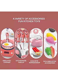 Bộ nấu ăn nhà bếp 36 chi tiết màu hồng xinh xắn đáng yêu sử dụng pin