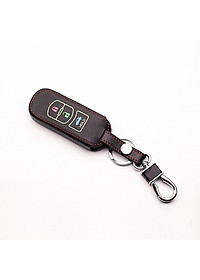 Cho xe Mazda, bao da chìa khóa 3 nút dạ quang kiêm móc khóa chất liệu da, Inox MIHOCO Mazda 3N/ Hành chính hãng