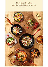 Bộ nồi chảo chống dính Konka Mẫu Mới thép tôi bóng, chống dính chống mài mòn-Hàng nhập khẩu