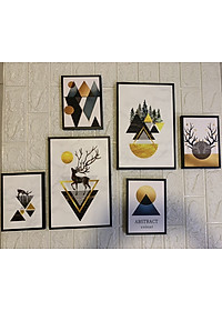 Bộ 06 tranh treo tường phòng khách, phòng ngủ chủ đề Bắc âu - tặng kèm khung và đinh 3 chân THD22 size lớn(75x115cm)