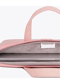 Túi xách da chống sốc cho máy tính, macbook, laptop màu hồng cute - Tặng kèm gấu bông và ví đựng phụ kiện