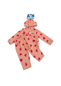 Bộ quần áo dài có nón bé gái họa tiết Tim Đỏ hồng ruốc thun da cá - AICDBGHTEKHP - AIN Closet