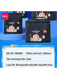 Bút Màu Marker Deli Họa Cụ Tô Màu Dạ An Toàn Cho Trẻ Em Kèm Túi Vải Họa Cụ Vẽ Tranh Cao Cấp 30/40/60/80 Màu - Phù Hợp Tô Màu Vẽ Tranh Manga Anime - HM900