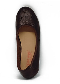 Giày nữ hoa văn Huy Hoàng da bò màu nâu đất HT7952