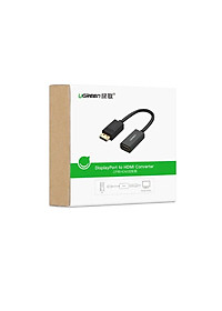 Ugreen UG40363MM137TK Màu Đen Cáp chuyển đổi DisplayPort sang HDMI V1.4 hỗ trợ phân giải 4K 2K - HÀNG CHÍNH HÃNG