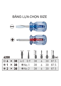Tô vít ngắn cán nhựa trong No.6200 Vessel (Nhật Bản)