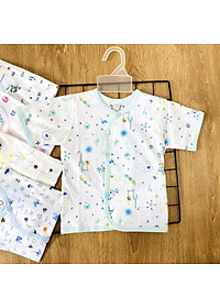 Set 5 áo sơ sinh cotton tay ngắn cài xéo họa tiết J-Tomtom Baby cho bé trai, bé gái- Giao màu ngẫu nhiên