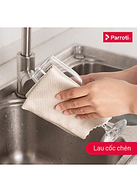 Combo 5 khăn lau đa năng siêu thấm hút, khăn size lớn (30x40 cm) khăn lau kính, ô tô, mặt bàn, bếp Parroti Fiber FB01