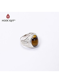 Nhẫn bạc nam mắt đá thạch anh mắt hổ ni19 mệnh thổ, kim - Ngọc Quý Gemstones