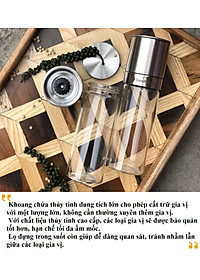 Lọ xay tiêu DandiHome inox 304, thủy tinh Borosilicat cao cấp trong suốt