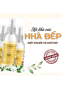 Xịt nhà bếp tinh dầu 24CARE 50ml/100ml/250ml - Xịt lau chùi bếp, bề mặt bị dính bẩn, diệt bề mặt dính vi khuẩn, không khí chứa vi khuẩn.