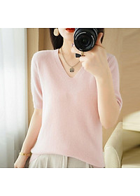 - Áo len dệt kim tay lỡ cổ tim chữ V mẫu 2022