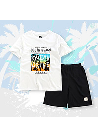 Bộ Bé Trai Bigfox, Bộ Cộc Tay Trẻ Em Mùa Hè Chất Cotton Mát In Hình South Beach