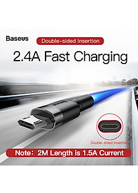 Cáp sạc nhanh đảo được đầu Baseus Cafule Micro USB v2 cho Smartphone Android Samsung/ Xiaomi/ Oppo/ Asus/ Huawei (dòng tối đa 2.4A, Quick charge 3.0) - Hàng chính hãng