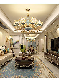 Đèn chùm MOFAI pha lê trang trí nội thất sang trọng 15 tay - kèm bóng LED chuyên dụng