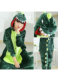 Bộ đồ thú Khủng Long xanh liền thân lông mịn Pijama dành Cho Người Lớn và Trẻ Em Đầy Đủ Các Kích Cỡ kiểu dáng Động Vật Hoạt Hình Cosplay