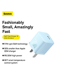 Củ Sạc Nhanh Cho IPhone 20W Baseus GaN5 Fast Charger - Công Nghệ Power Delivery 3.0 QC 3.0 - Tích Hợp Chip Thông Minh - Công Nghệ Kiểm Soát Nhiệt Độ BCT - Hàng Chính Hãng