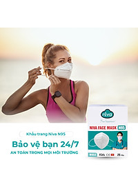 Khẩu Trang Niva N95 Hộp 25 Chiếc Ngăn Giọt Bắn, Lọc Vi Khuẩn, Không Gây Kích Ứng Da, Hàng Chính Hãng Cao Cấp