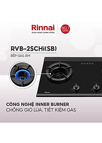 Bếp gas âm đầu đốt trong Rinnai RVB-2SCHi(SB) mặt bếp kính SCHOTT và kiềng bếp gang - Hàng chính hãng