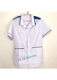 Bộ quần áo Blouse điều dưỡng nam nữ có viền xanh cho thực tập sinh - áo điều dưỡng, y tá có cầu vai xanh