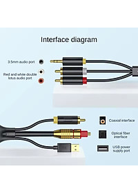SOAIY Cáp Chuyển Âm Thanh Quang SPDIF, Đồng Trục Coxial Ra AV, AUX 3.5mm, Digital To Analog JH-Z239E Dài 1.5m - Hàng Nhập Khẩu