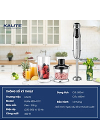 Máy Sinh Tố Cầm Tay KALITE KEB4112 Châu Âu Vỏ Hợp Kim Dung Tích 1100 ML Công Suất 600 W - Hàng Chính Hãng
